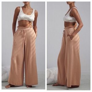 NWOT Lunya Cozy Cotton Silk Nutmeg Neutral Knit Drawstring Wide Leg Pants Size M